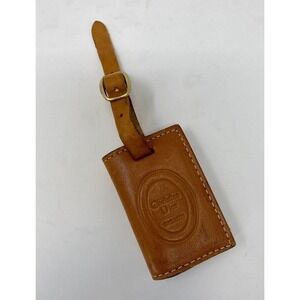 Christian Dior Dior Luggage Tag Holder LEATHER Vintage Strap Buckle Brown
